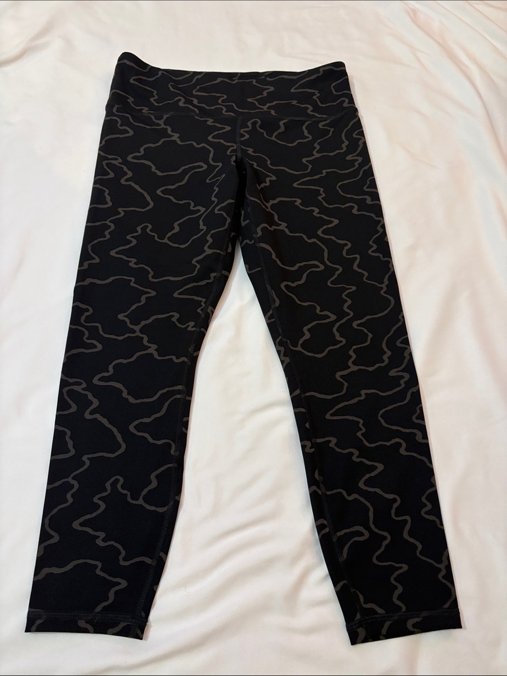 Athleta Black Leggings with Gray Wavy Outline